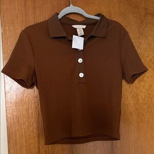 H&M Brown Button Down Ribbed Shirt